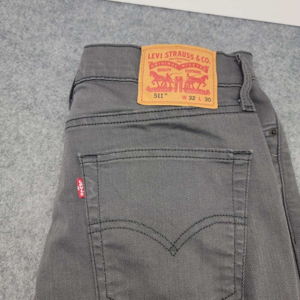 Levi Strauss 511 Jeans Gray Slim Straight Leg Mens 32x30 Stretch Denim - Picture 9 of 16